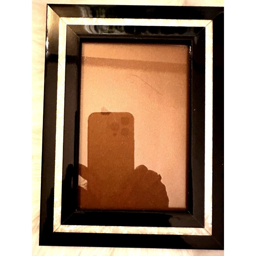 Vintage Natalini Italian Black Wood Mother of Pearl Inlay Photo Picture Frame